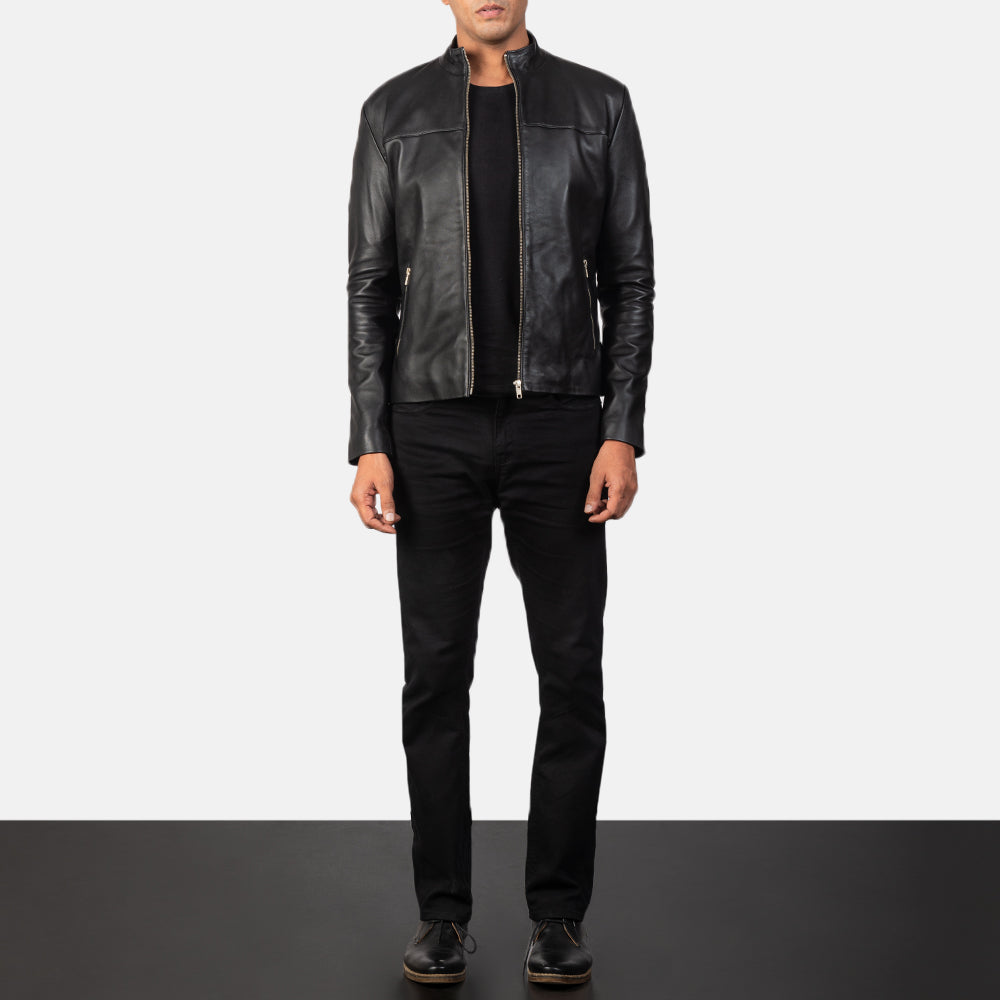 Adornica Black Leather Biker Jacket