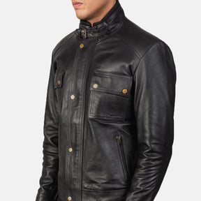 Darren Black Leather Biker Jacket