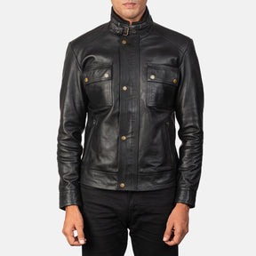 Darren Black Leather Biker Jacket