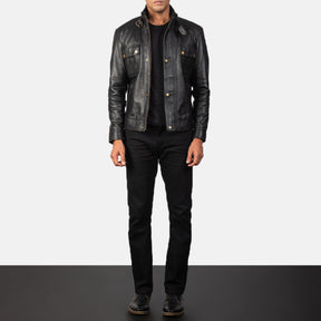 Darren Black Leather Biker Jacket