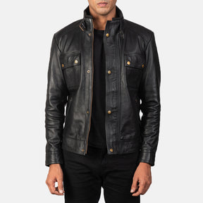 Darren Black Leather Biker Jacket