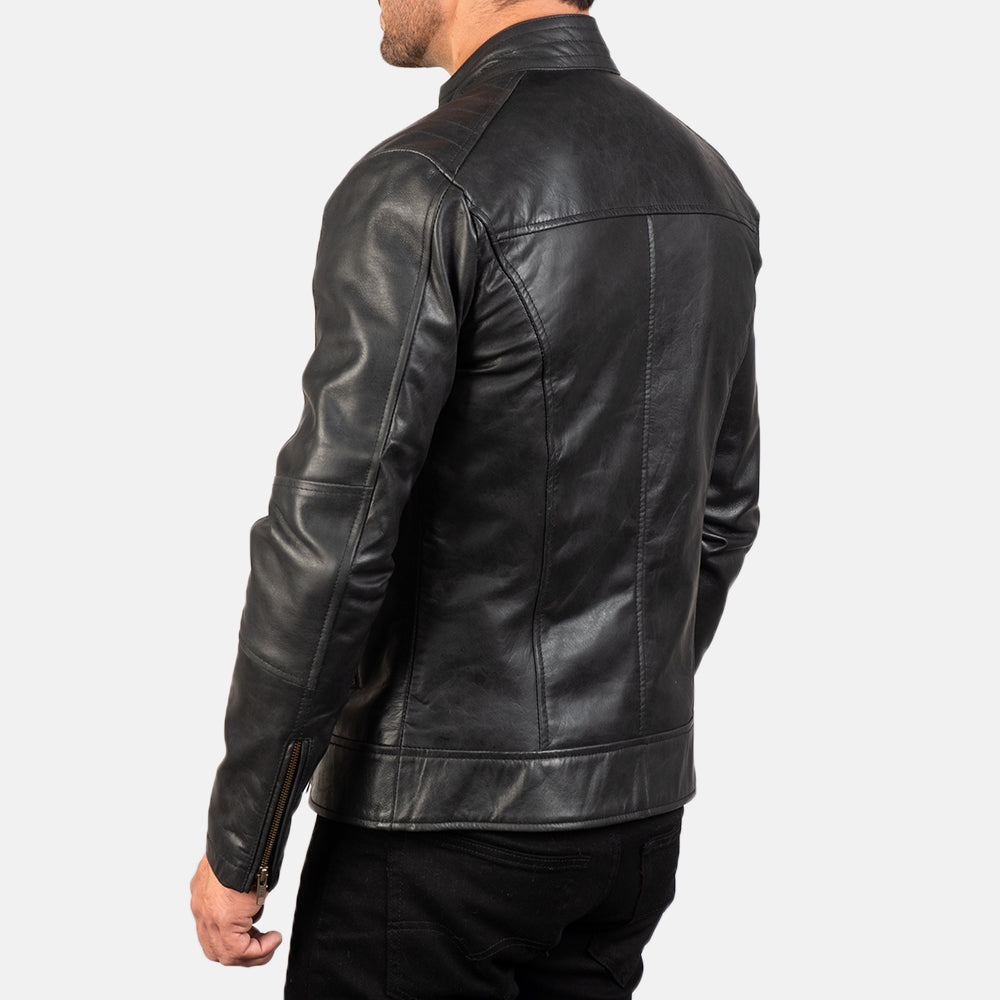 Dean Black Leather Biker Jacket