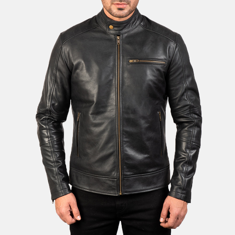 Dean Black Leather Biker Jacket