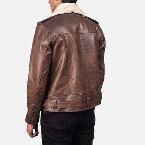 Furton Brown Leather Biker Racer Jacket