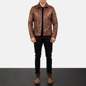 Lavendard Green Leather Biker Jacket