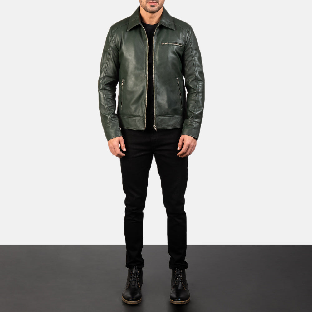 Lavendard Brown Leather Biker Jacket