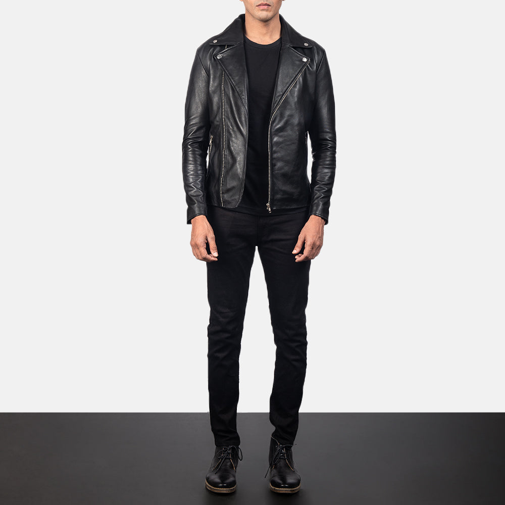 Noah Black Leather Biker Jacket