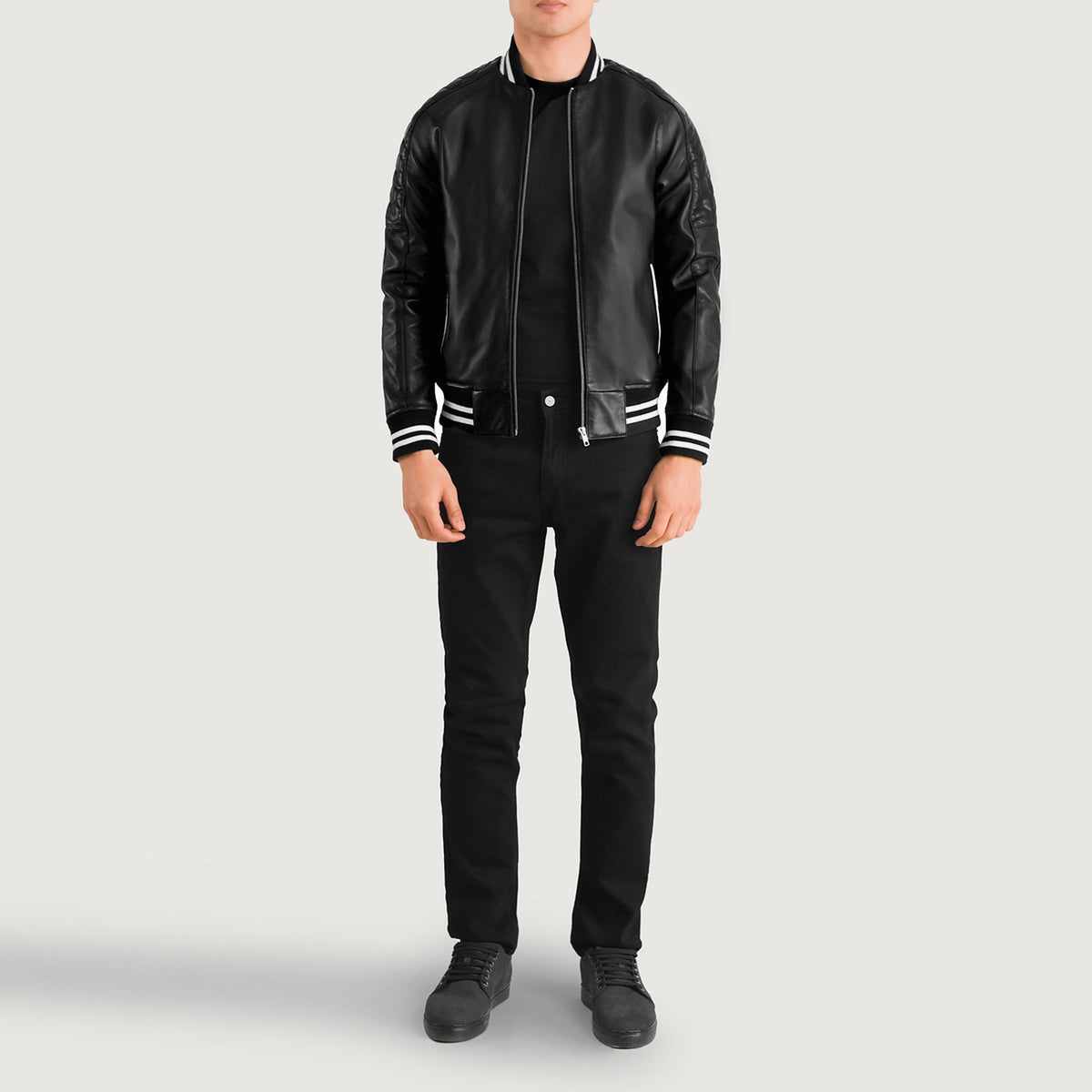 Willis Black Leather Varsity Jacket