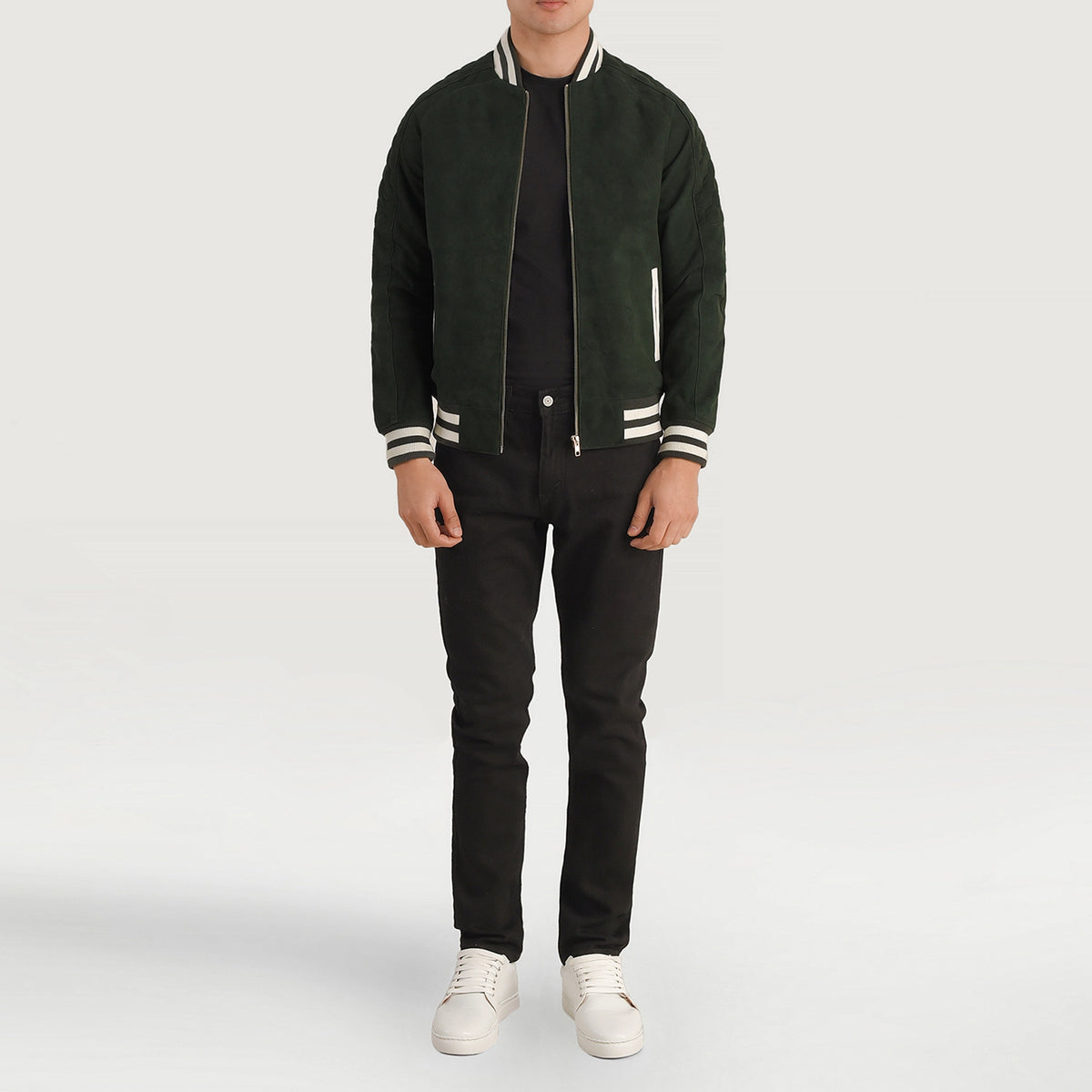 Pascal Green Suede Varsity Jacket