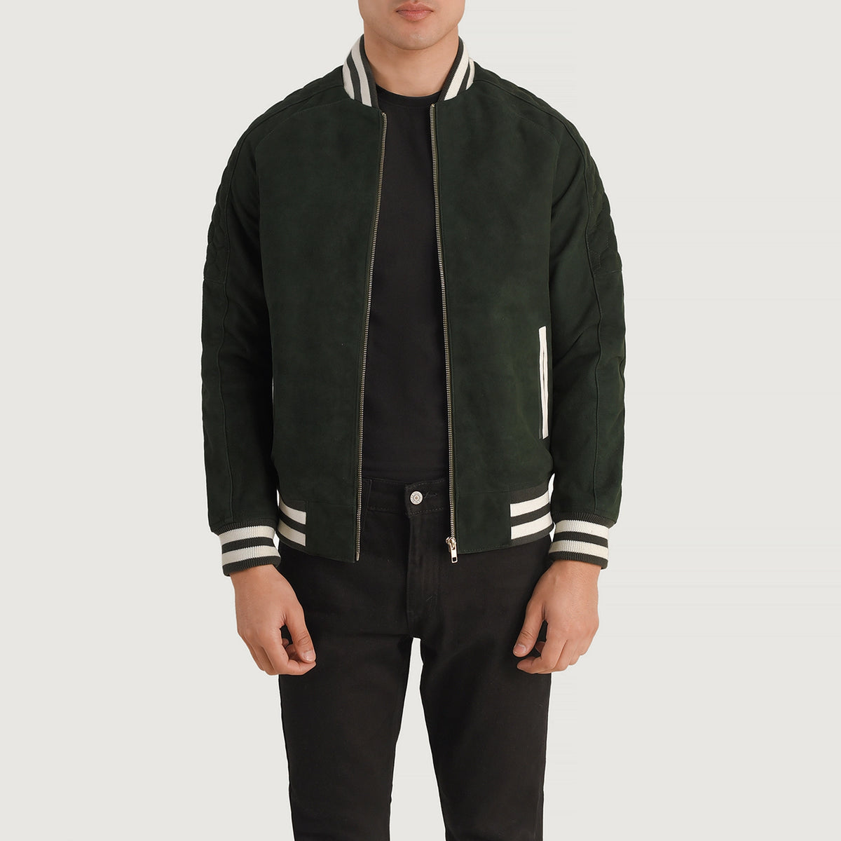 Pascal Green Suede Varsity Jacket
