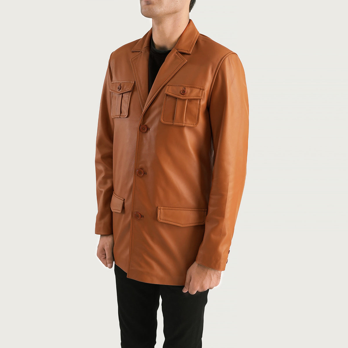 Ray Cutler Tan Brown Leather Blazer
